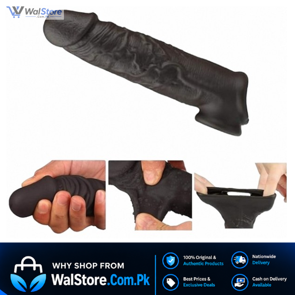 Black Silicone Uncut Cock Penis Condom In Pakistan thumbnail 3