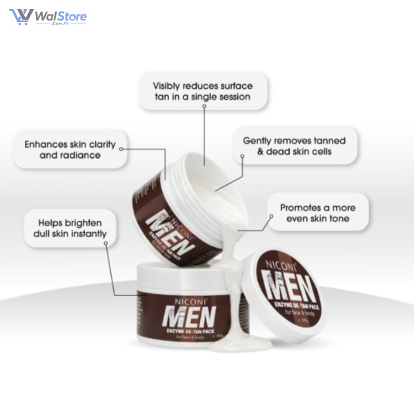 Niconi Men Enzyme De-Tan Pack Whitening Face &amp; Body Scrubbing Gel