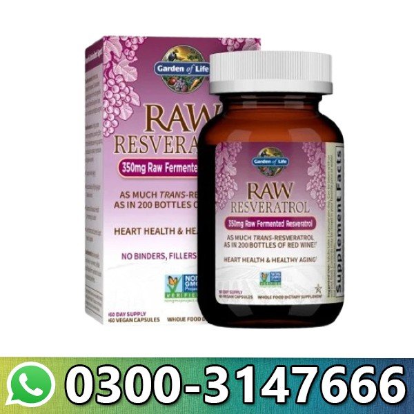 Garden of Life Raw Resveratrol 350mg  Heart Health & Anti-Aging In Pakistan