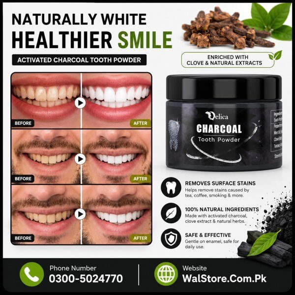 Natural Herbal Teeth Whitening Powder Mint Charcoal Tooth Polish In Pakistan