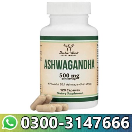 Double Wood Ashwagandha 20 1 Extract 500mg High Potency Stress & Vitality Support 120 Capsules In Pakistan